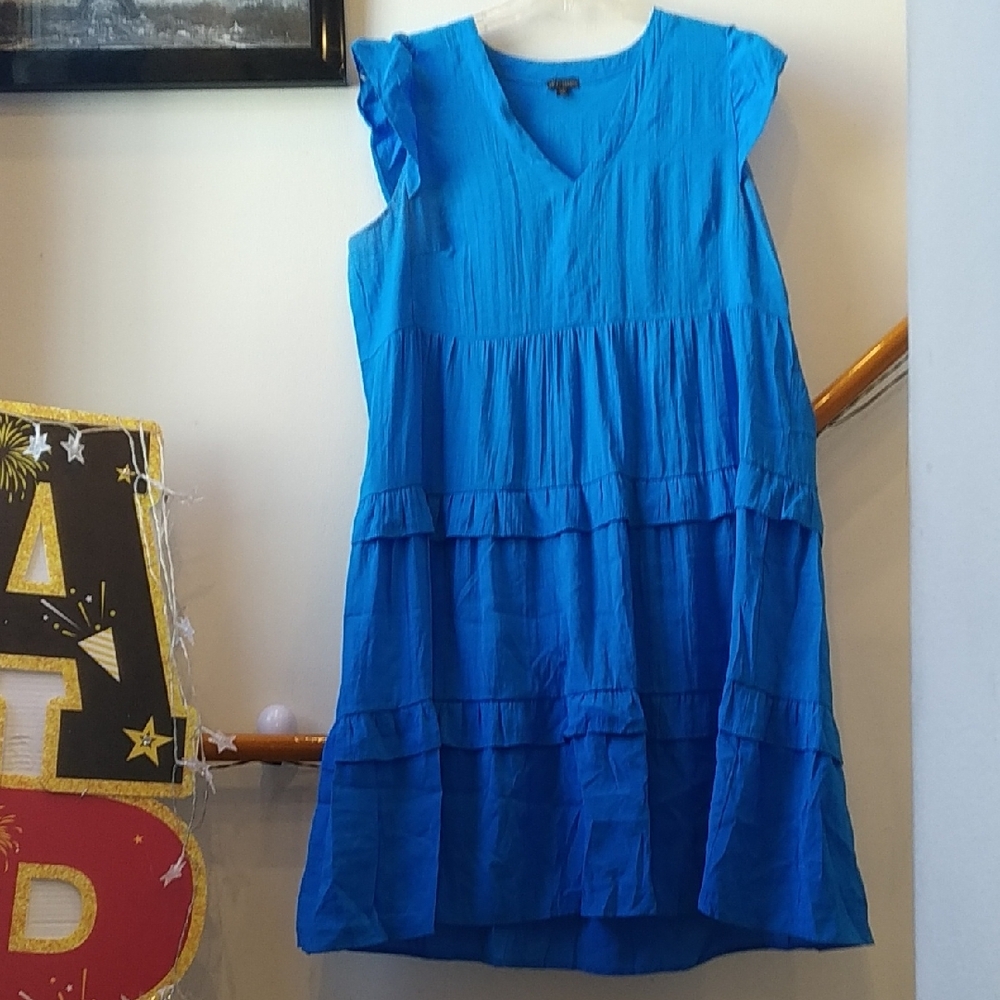 Coco + Carmen Blue Tiered Ruffle Dress